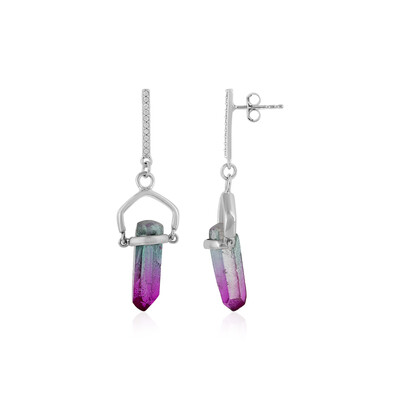 Boucles d'oreilles en argent et Quartz multicolore (MONOSONO COLLECTION)