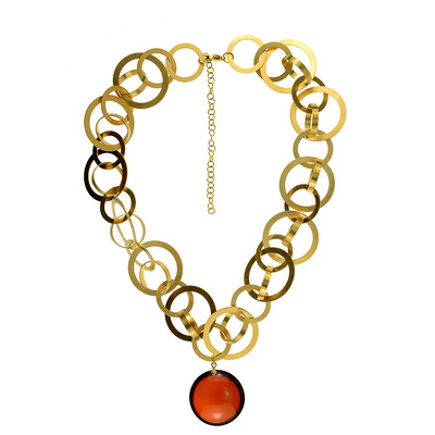 Collier en acier inoxydable et Ambre baltique (dagen)