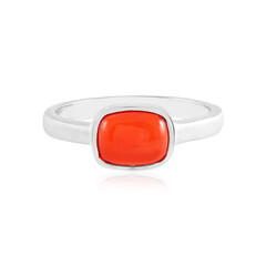 Bague en argent et Opale rouge d'Éthiopie