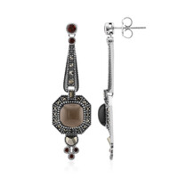 Boucles d'oreilles en argent et Quartz fumé (Annette classic)