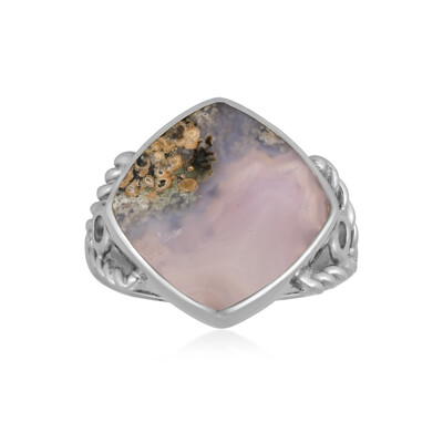 Bague en argent et Calcédoine violette de Java (Bali Barong)