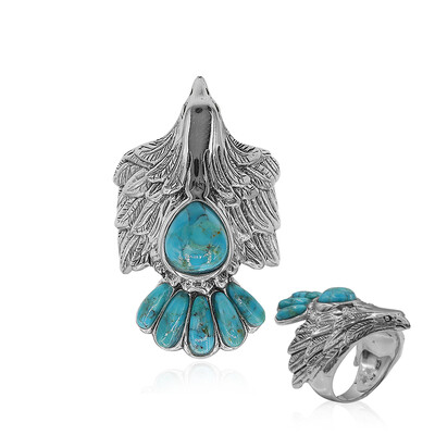 Bague en argent et Turquoise bleue de Mohavie (Art of Nature)