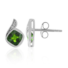 Boucles d'oreilles en argent et Diopside de Russie