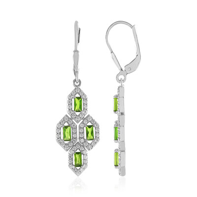 Boucles d'oreilles en argent et Diopside de Russie