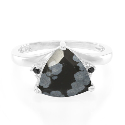 Bague en argent et Obsidienne Flocon-de-Neige