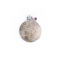 Pendentif en argent et Corail fossilisé