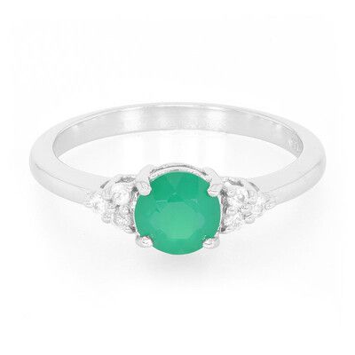 Bague en argent et Calcédoine verte