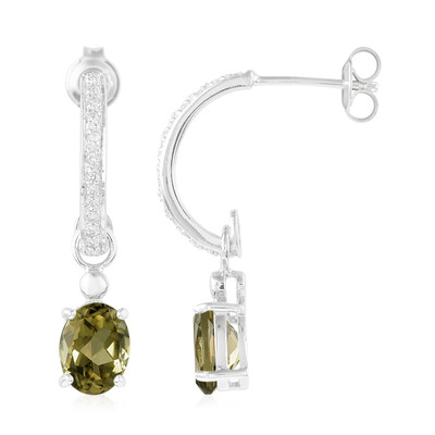 Boucles d'oreilles en argent et Quartz olive