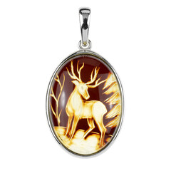 Pendentif en argent et Ambre baltique