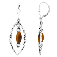 Boucles d'oreilles en argent et Œil de Tigre (Desert Chic)