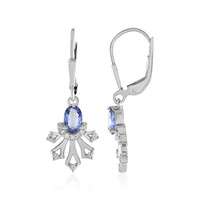 Boucles d'oreilles en argent et Saphir bleu de Ceylan non chauffé