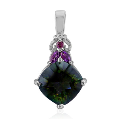 Pendentif en argent et Quartz mystique vert