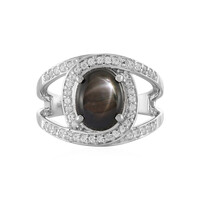 Bague en argent et Saphir étoilé noir