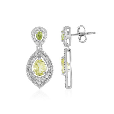 Boucles d'oreilles en argent et Quartz citron