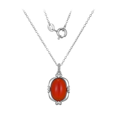 Collier en argent et Agate rouge