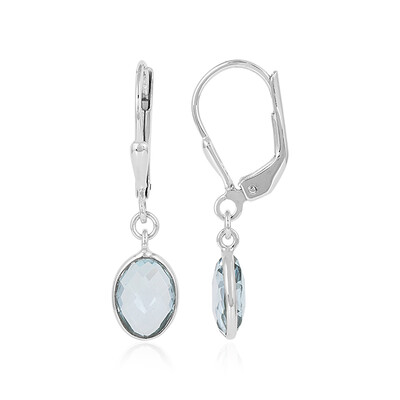 Boucles d'oreilles en argent et Topaze bleu ciel