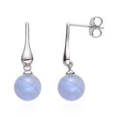 Boucles d'oreilles en argent et Agate zonée bleue