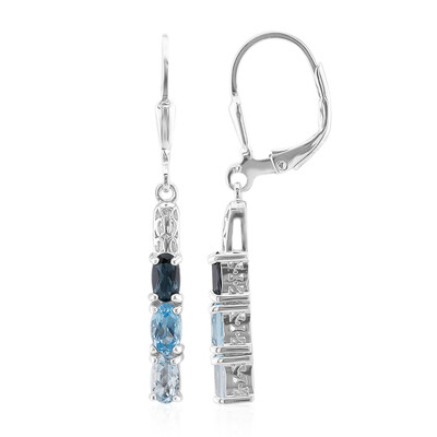 Boucles d'oreilles en argent et Topaze bleu de Londres