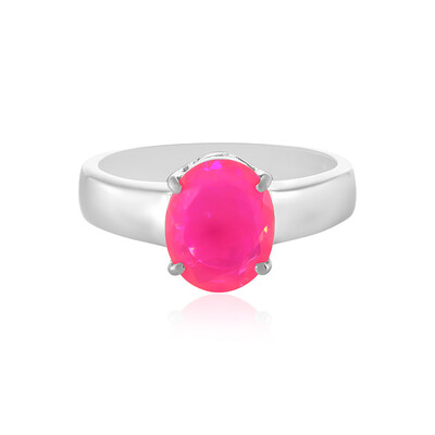 Bague en argent et Opale rose d'Éthiopie