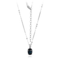 Collier en argent et Topaze bleu de Londres