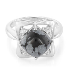 Bague en argent et Obsidienne Flocon-de-Neige