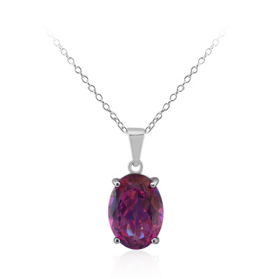 Collier en argent et Quartz mystique fuchsia