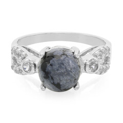 Bague en argent et Obsidienne Flocon-de-Neige