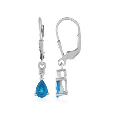 Boucles d'oreilles en argent et Apatite bleu néon