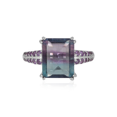 Bague en argent et Fluorite multicolore