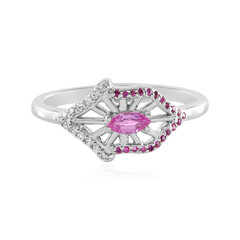 Bague en argent et Saphir de Ceylan rose non chauffé