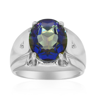 Bague en argent et Quartz mystique bleu