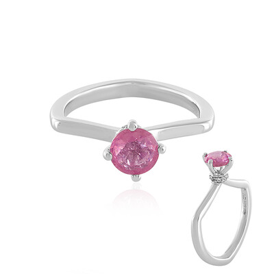 Bague en argent et Saphir rose de Madagascar