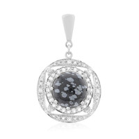 Pendentif en argent et Obsidienne Flocon-de-Neige