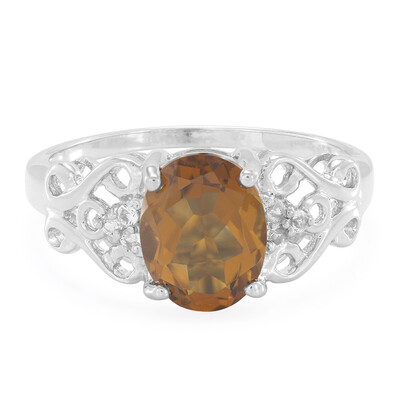 Bague en argent et Quartz cognac