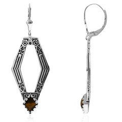 Boucles d'oreilles en argent et Œil de Tigre (Desert Chic)