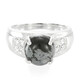 Bague pour homme en argent et Obsidienne Flocon-de-Neige