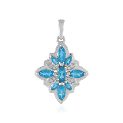 Pendentif en argent et Apatite bleu néon