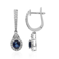 Boucles d'oreilles en or et Saphir bleu de Ceylan