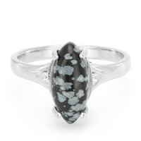 Bague en argent et Obsidienne Flocon-de-Neige