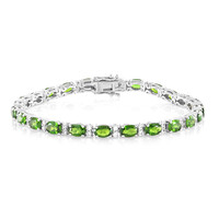 Bracelet en argent et Diopside de Russie