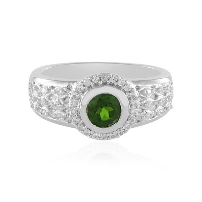 Bague en argent et Diopside de Russie