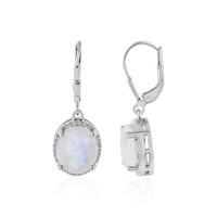 Boucles d'oreilles en argent et Pierre de Lune arc-en-ciel