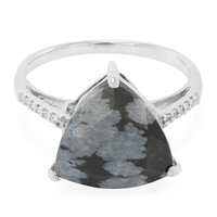 Bague en argent et Obsidienne Flocon-de-Neige