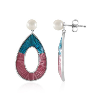 Boucles d'oreilles en argent et Perle blanche de culture d'eau douce