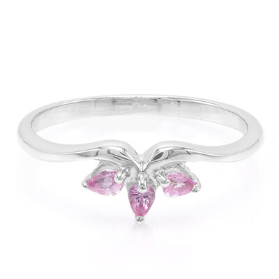 Bague en argent et Saphir rose de Ceylan