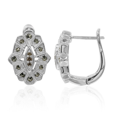 Boucles d'oreilles en argent et Diamant rose de France SI1 d'Argyle  (Annette classic)