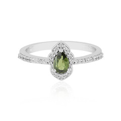 Bague en argent et Zircon de Ceylan vert