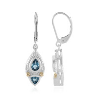 Boucles d'oreilles en argent et Topaze bleu de Londres (Granulieren)