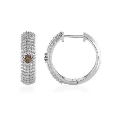 Boucles d'oreilles en argent et Diamant champagne I2 (de Melo)