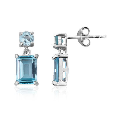 Boucles d'oreilles en argent et Topaze bleu ciel